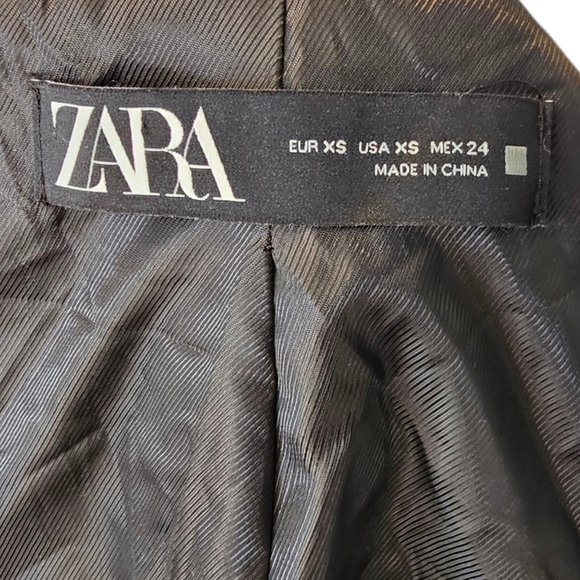 Zara Houndstooth Black and White Checkered Double Breasted Jacket Sz XS - Picture 8 of 11